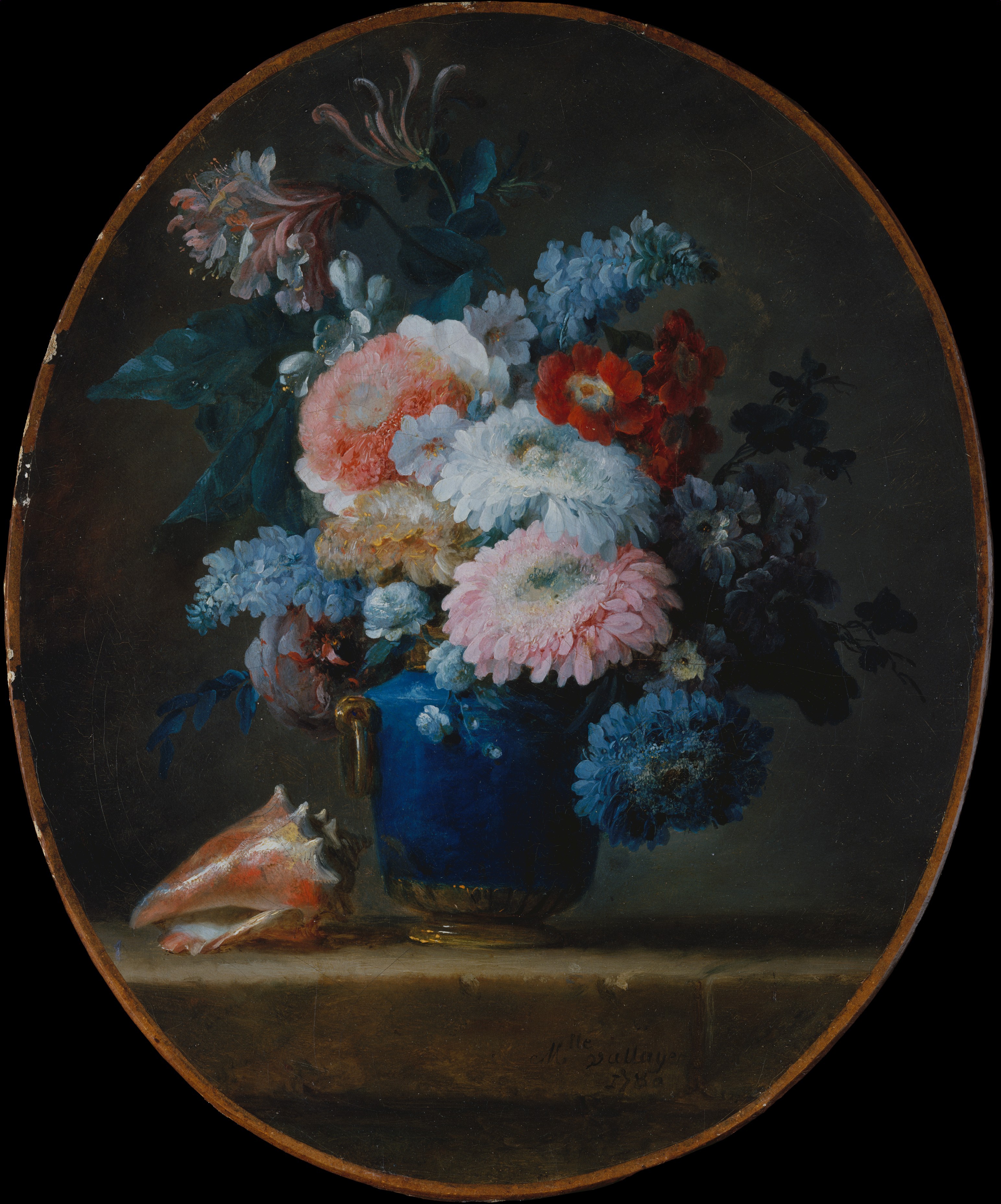 Vase of Flowers and Conch Shell