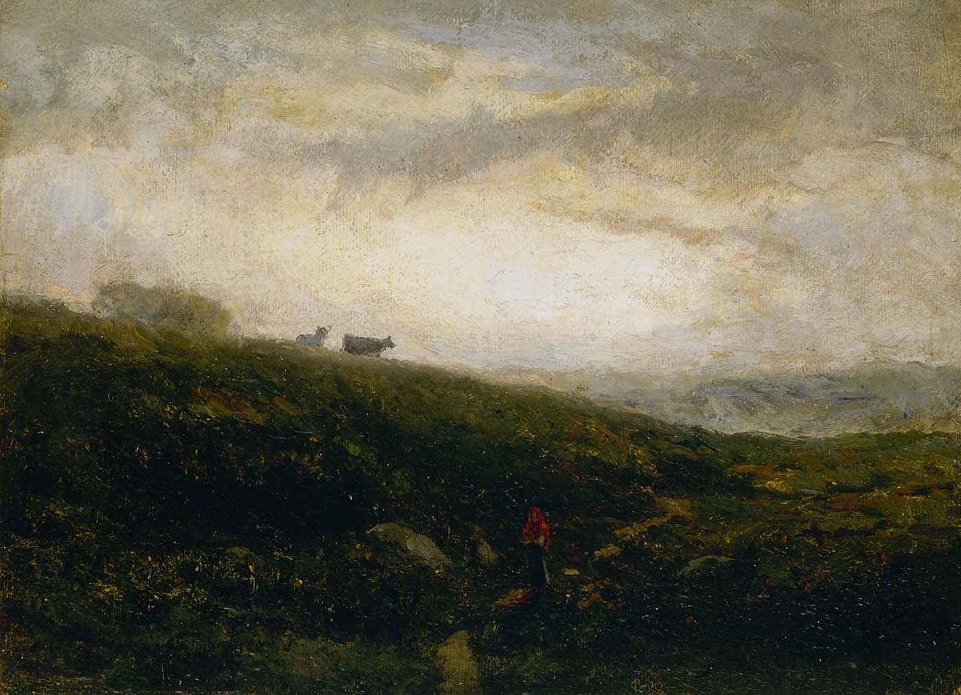 Untitled (cows descending hillside)