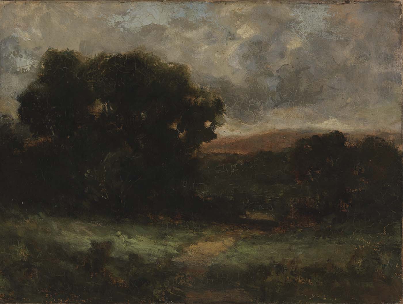 Untitled (landscape with meadow and trees)