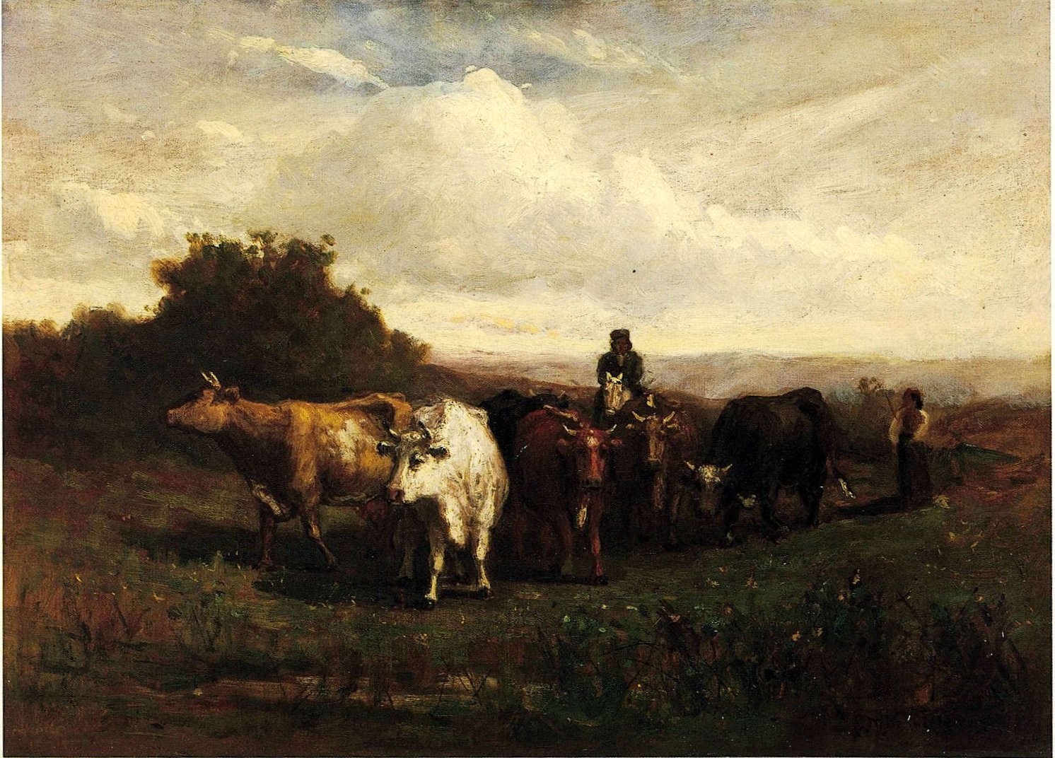 Untitled (man on horseback, woman on foot driving cattle)