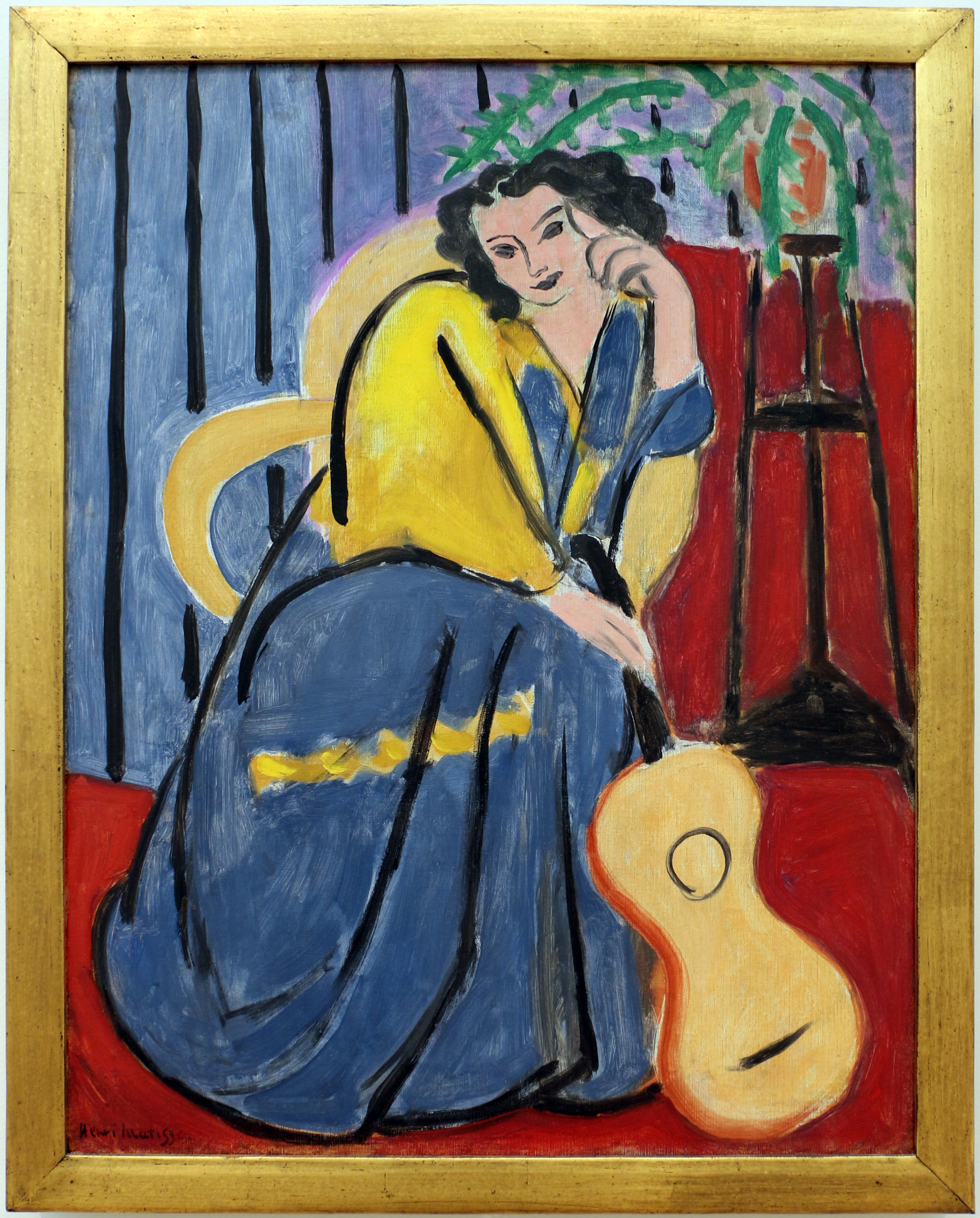 Girl in Yellow and Blue with Guitar