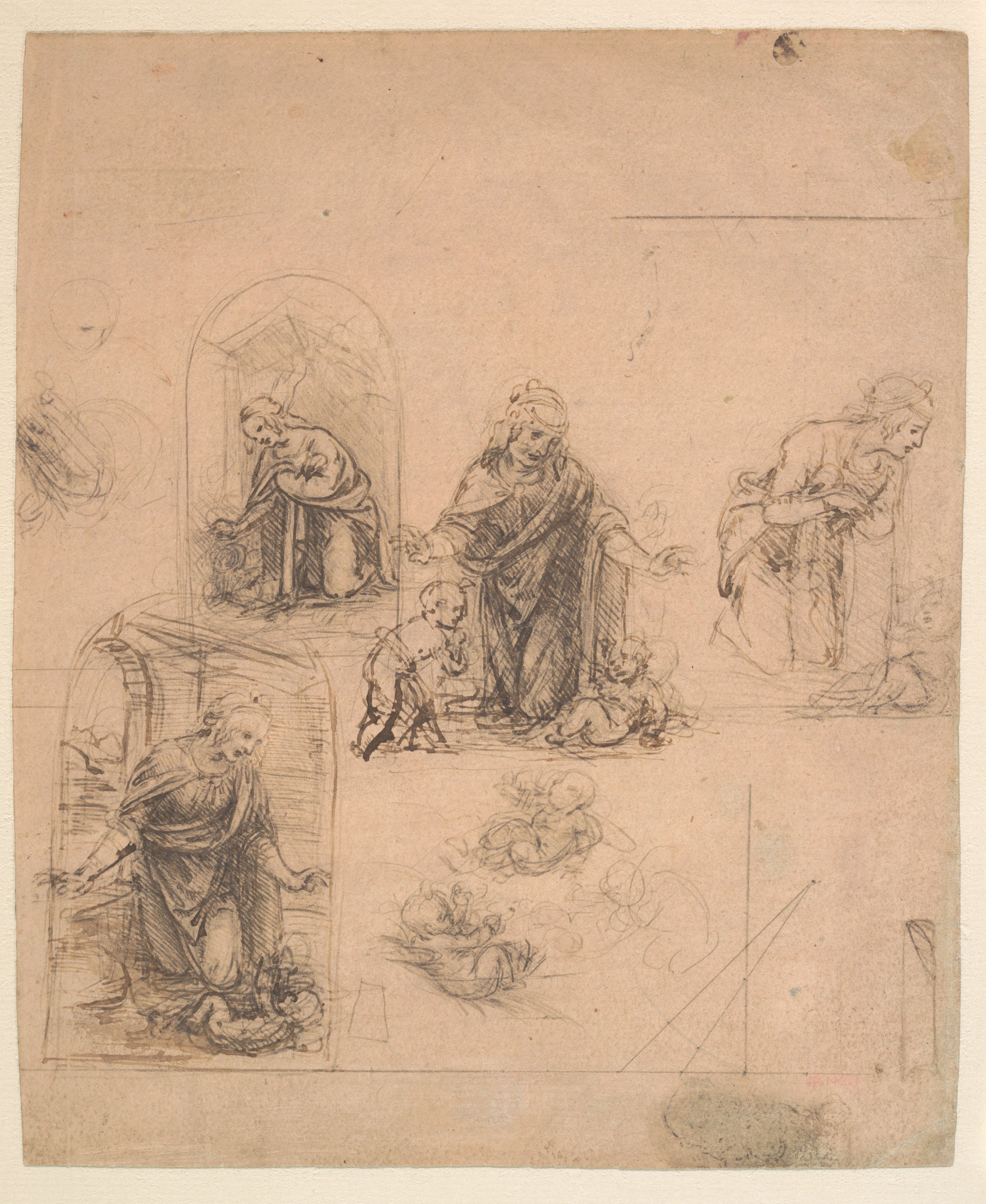 Studies of a Virgin worshipping the Christ Child