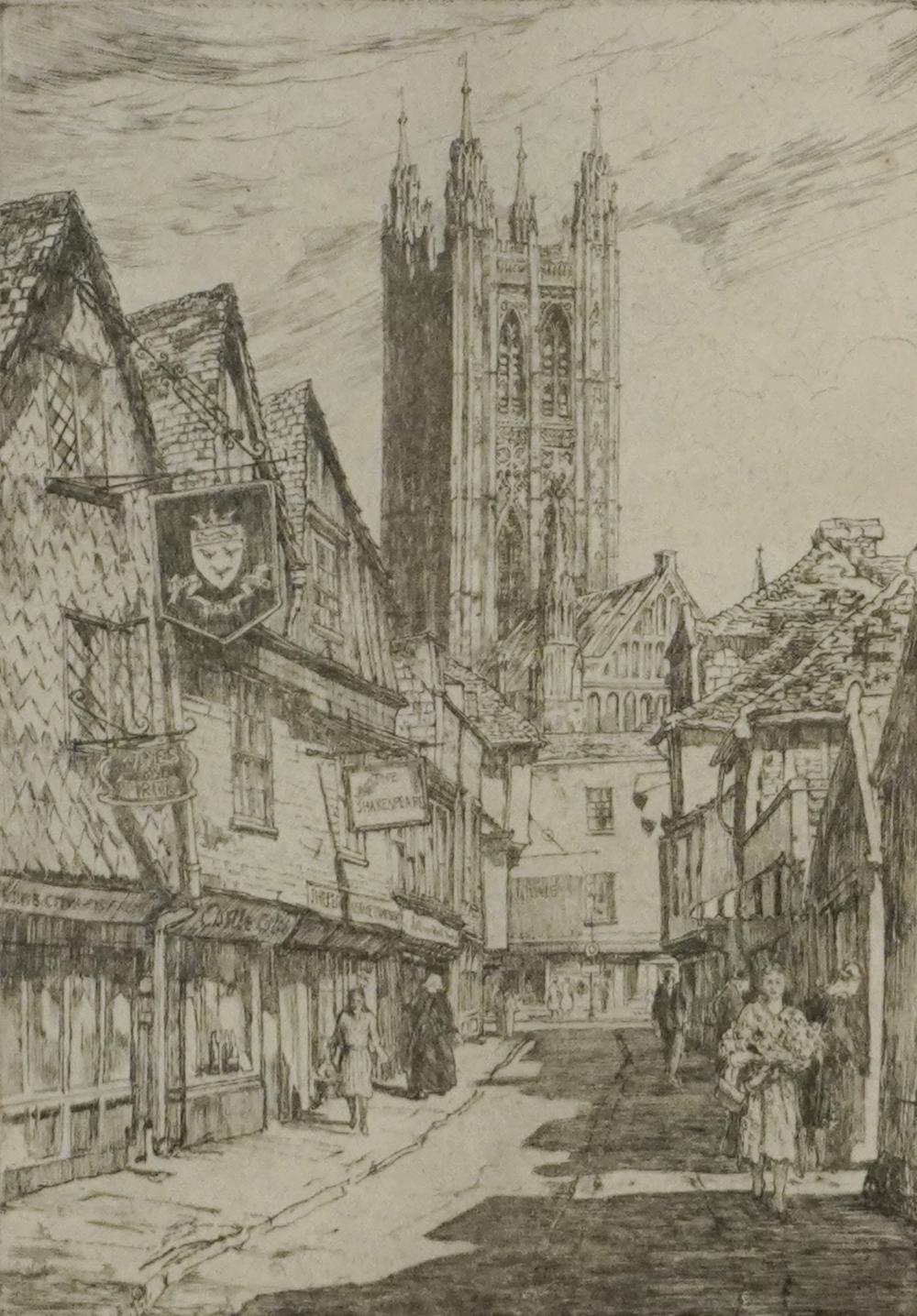 William Palmer Robins (British 1882-1959), Butchery Lane, Canterbury, Etching, Signed l.r. and Titled l.l., Frame: 13 1/2 x 10 3/4 in. (34.3 x 27.3 cm.)