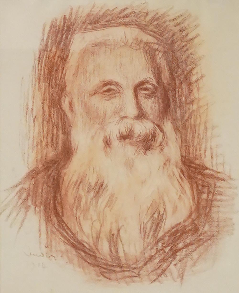 After Pierre-Auguste Renoir (French 1841-1919), Portrait of Auguste Rodin, Offset Lithograph, Frame: 24 1/4 x 20 in. (61.6 x 50.8 cm.)