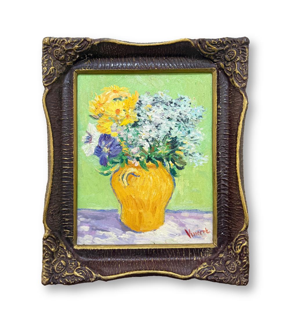 AN OIL PAINTING ON CANVAS WITH THE MARK OF VINCENT VAN GOGH