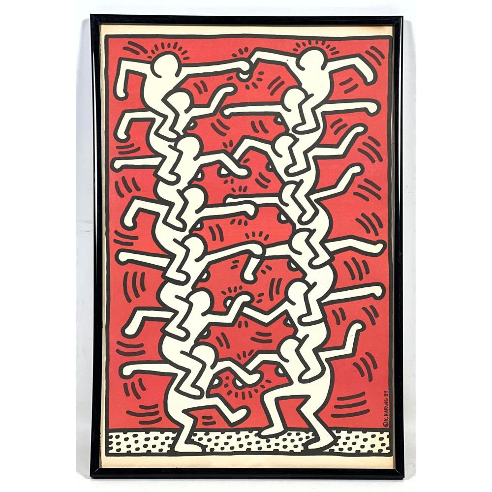 KEITH HARING FRAMED PAGE FROM INTERVIEW MAGAZINE OCTOBER 1984. OFFSET LITHOGRAPH PRINT